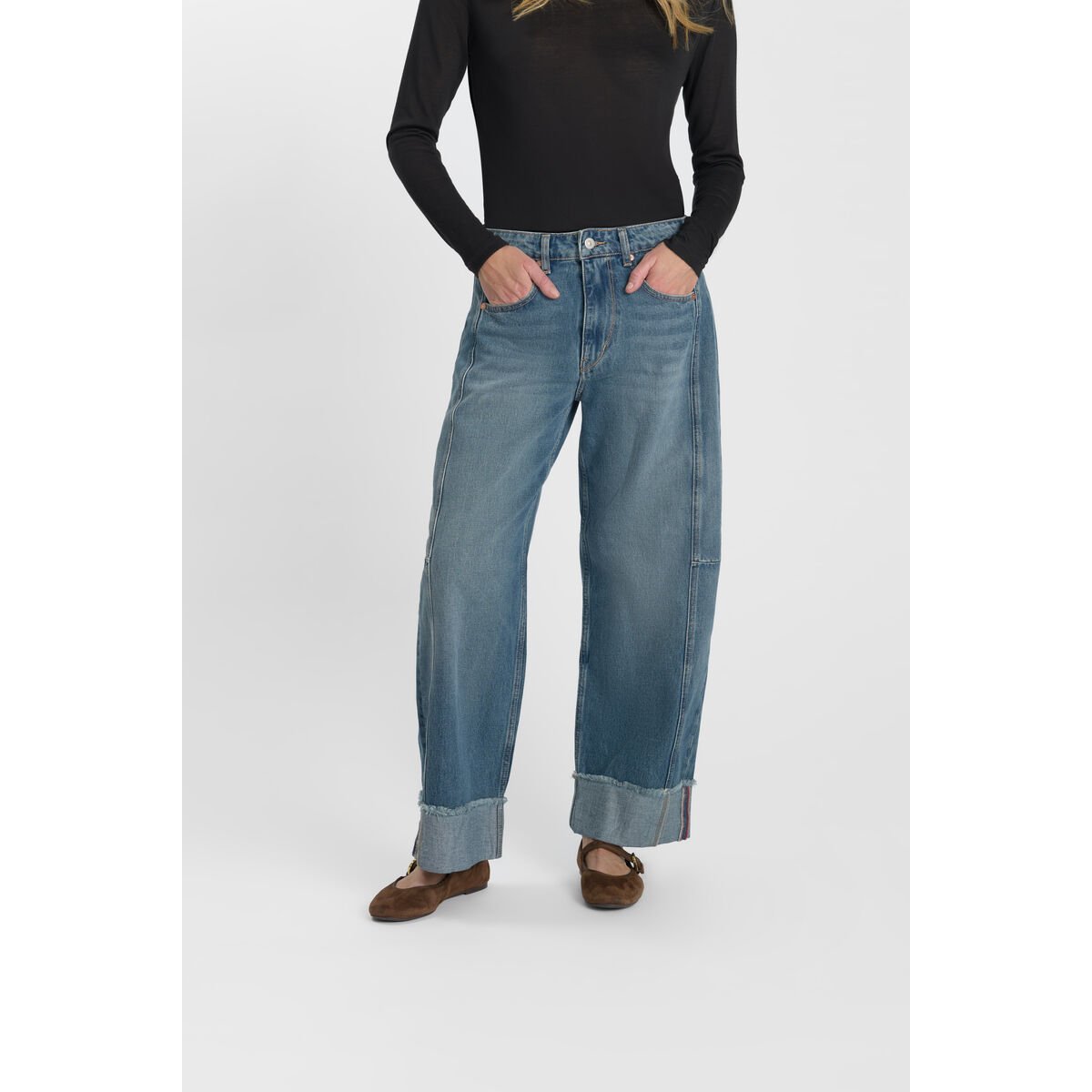 Jeans loose, large LEAL, longueur 34 blue, LE TEMPS DES CERISES