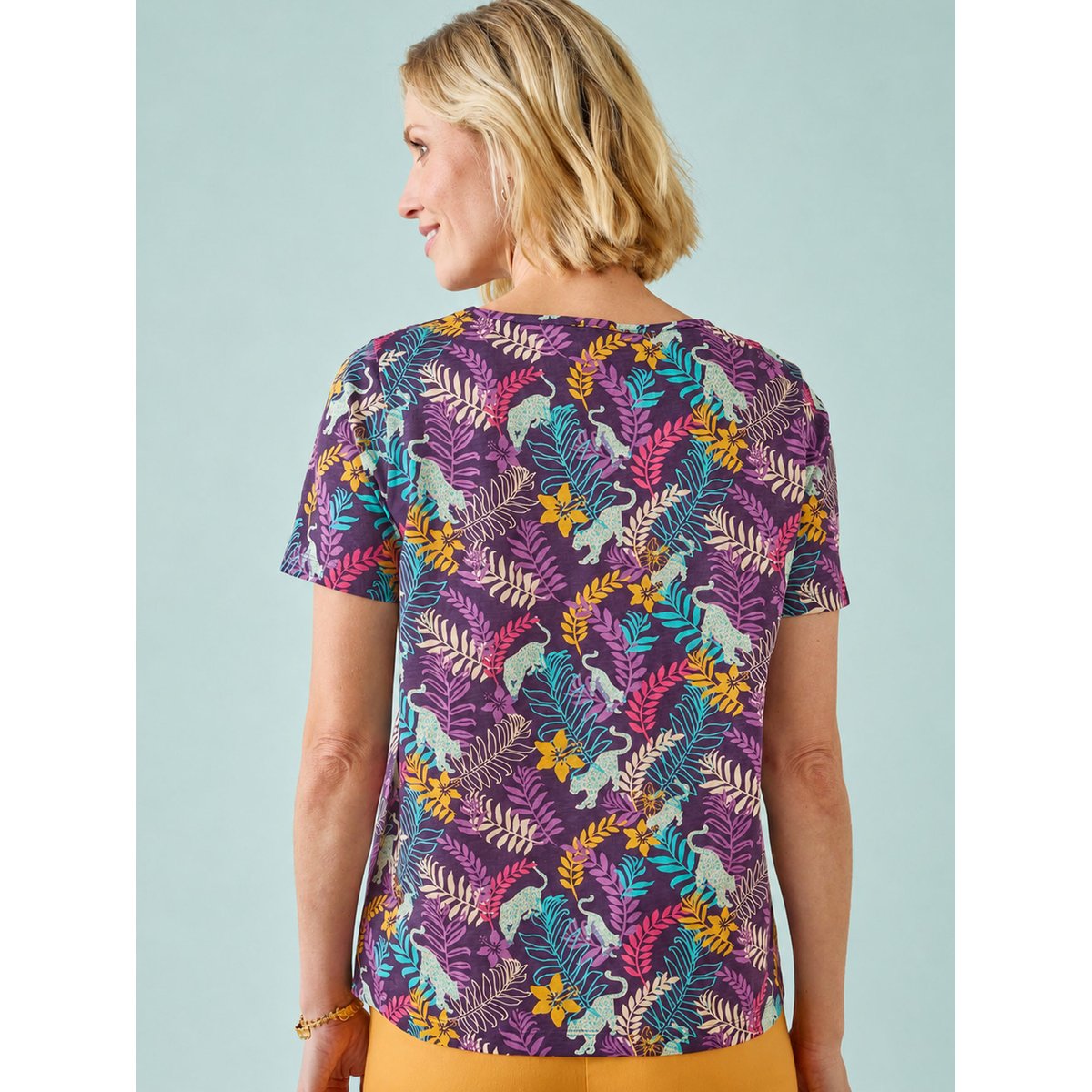 Tee-shirt manches courtes coton imprimé violet, DAXON