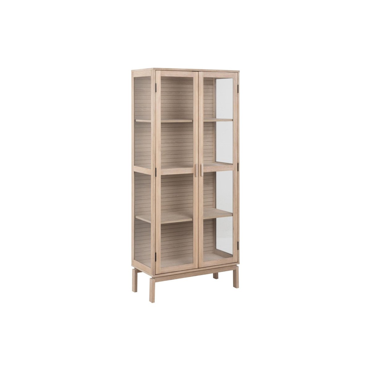 Vitrine en chêne blanchi et verre 2 portes L80 - LIAC bois clair, HELLIN, DEPUIS 1862