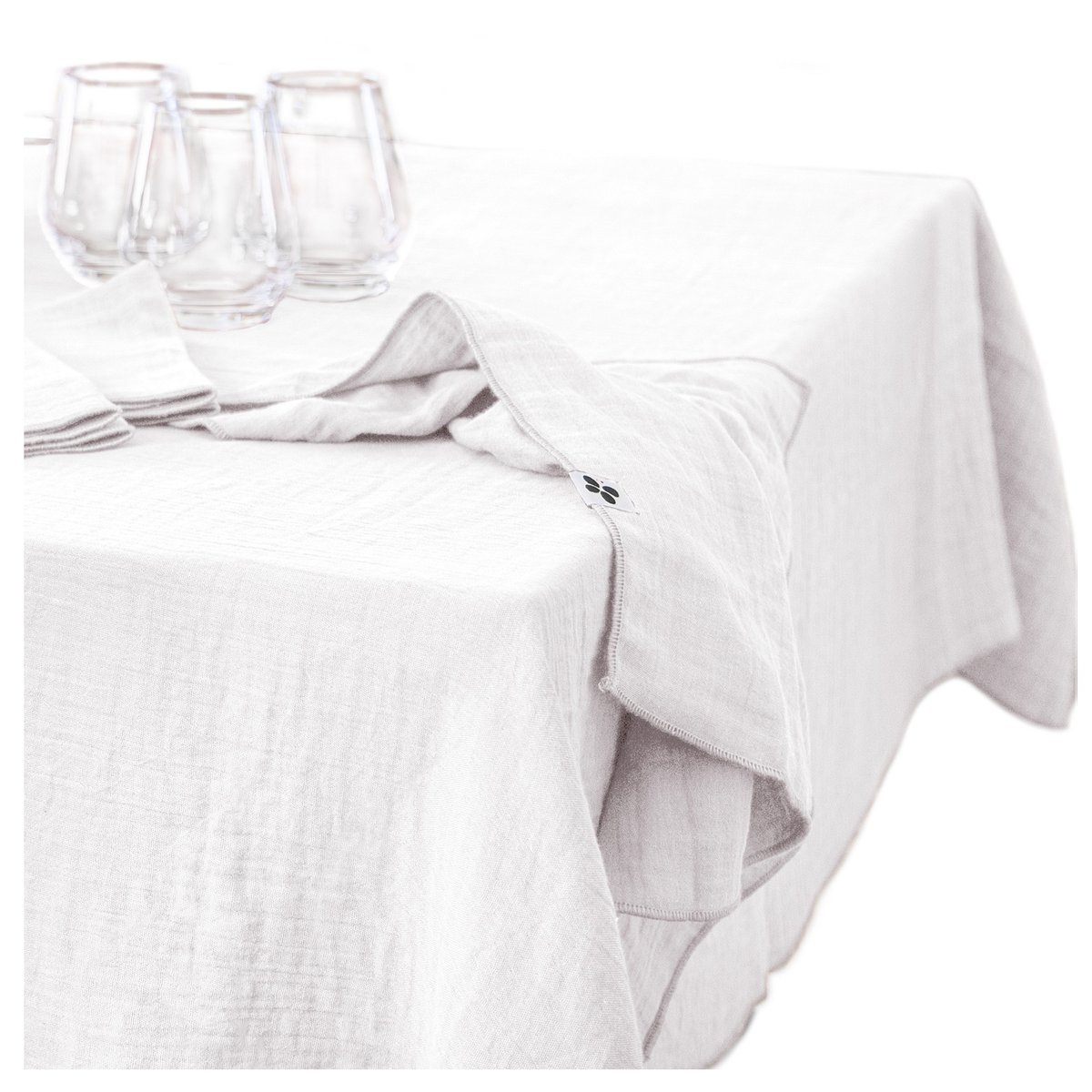 Nappe rectangle en gaze de coton Gaia blanc, EDEN