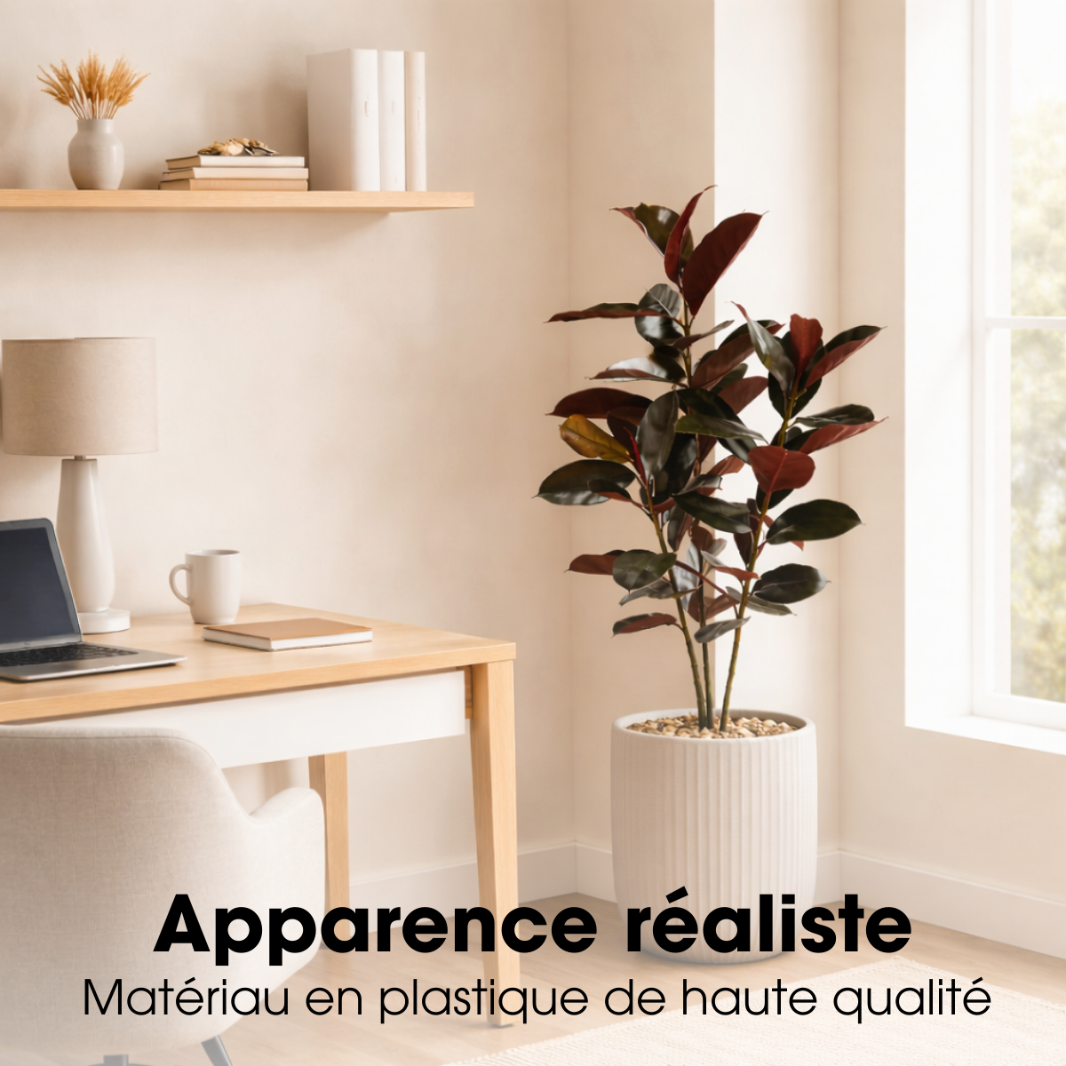Plante artificielle RUBBERPLANT rouge, MICA DECORATIONS