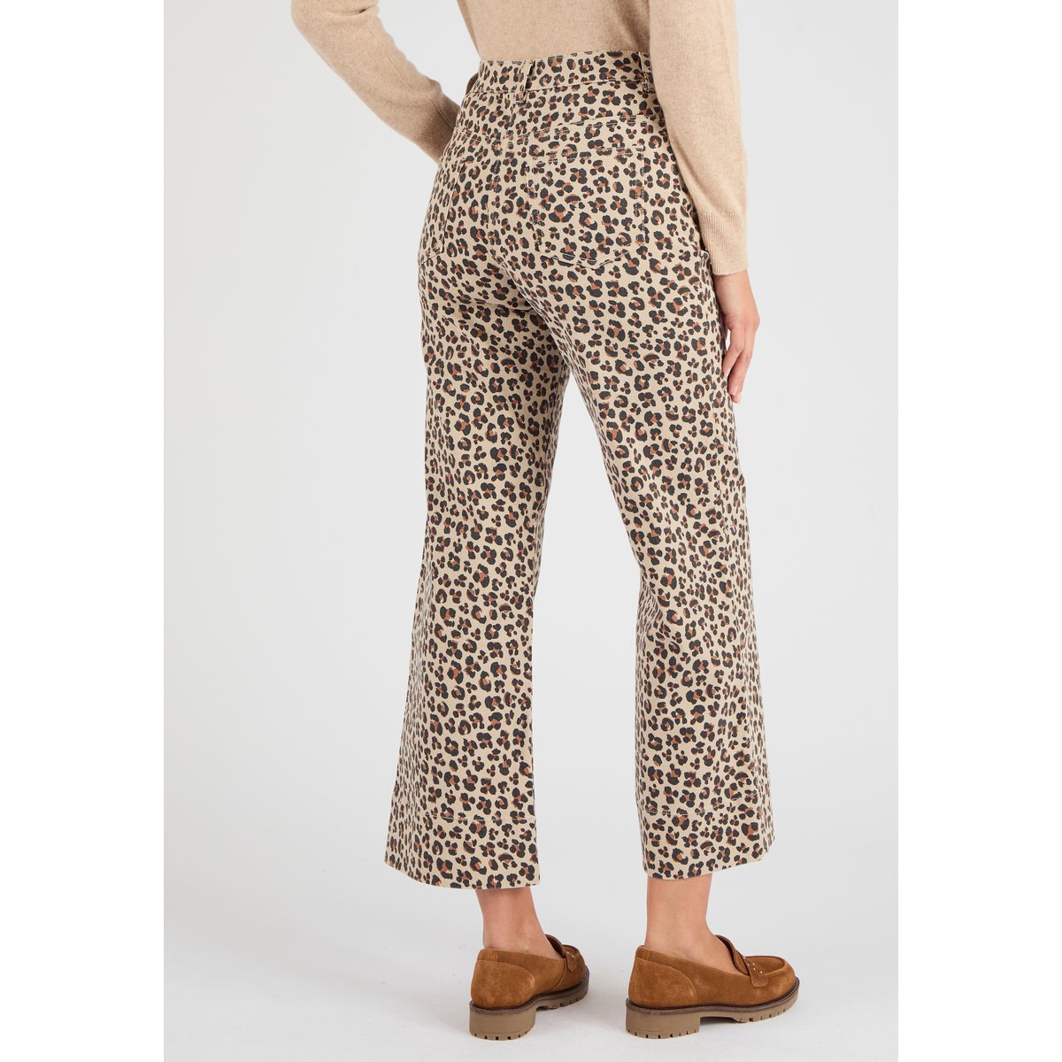 Pantalon 7/8ème large marron beige animalier, DAMART