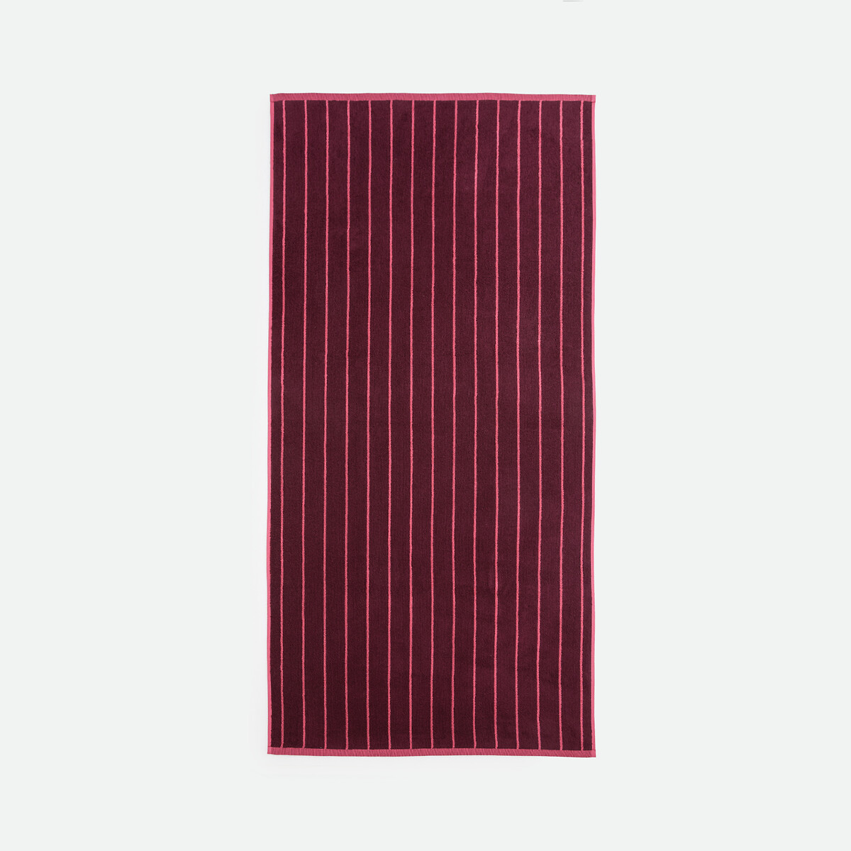 Gestreiftes Badetuch MARINI, aus Velours-Frottee 500g rosa/bordeauxrot, LA REDOUTE INTERIEURS