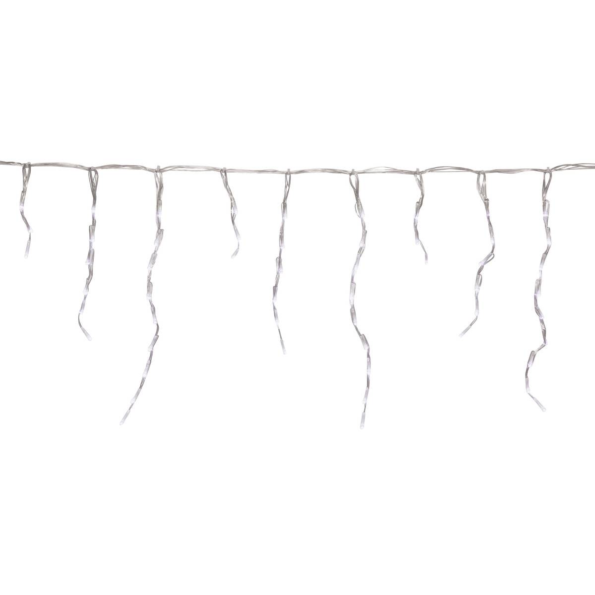 Rideau lumineux stalactite d'extérieur 2 m 120 LED blanc froid à effets avec minuteur sur secteur blanc froid, FEERIC LIGHTS & CHRISTMAS