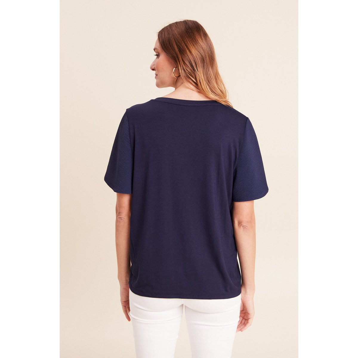 T-shirt bi-matière manches courtes bleu marine, BREAL