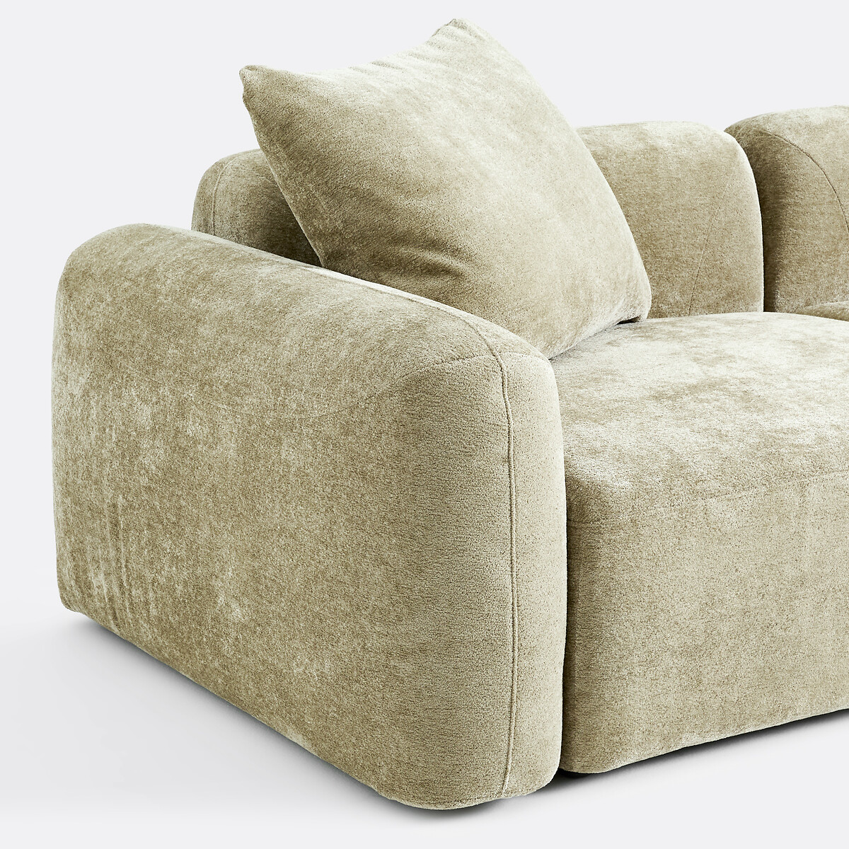 Canapé droit modulable, 3 places, en chenille épaisse, AMAD vert sauge, LA REDOUTE INTERIEURS