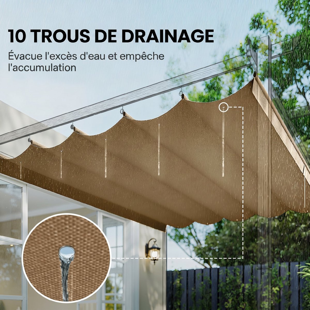 Toit de cabine de rechange Polyester Ecru ecru, OUTSUNNY