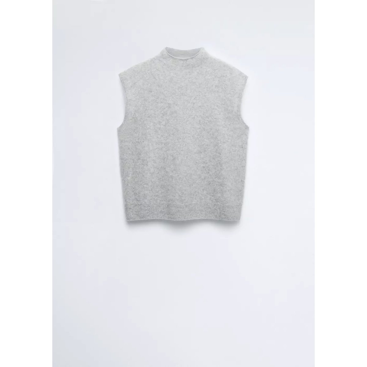 Gilet 100 % laine col cheminée gris, MANGO