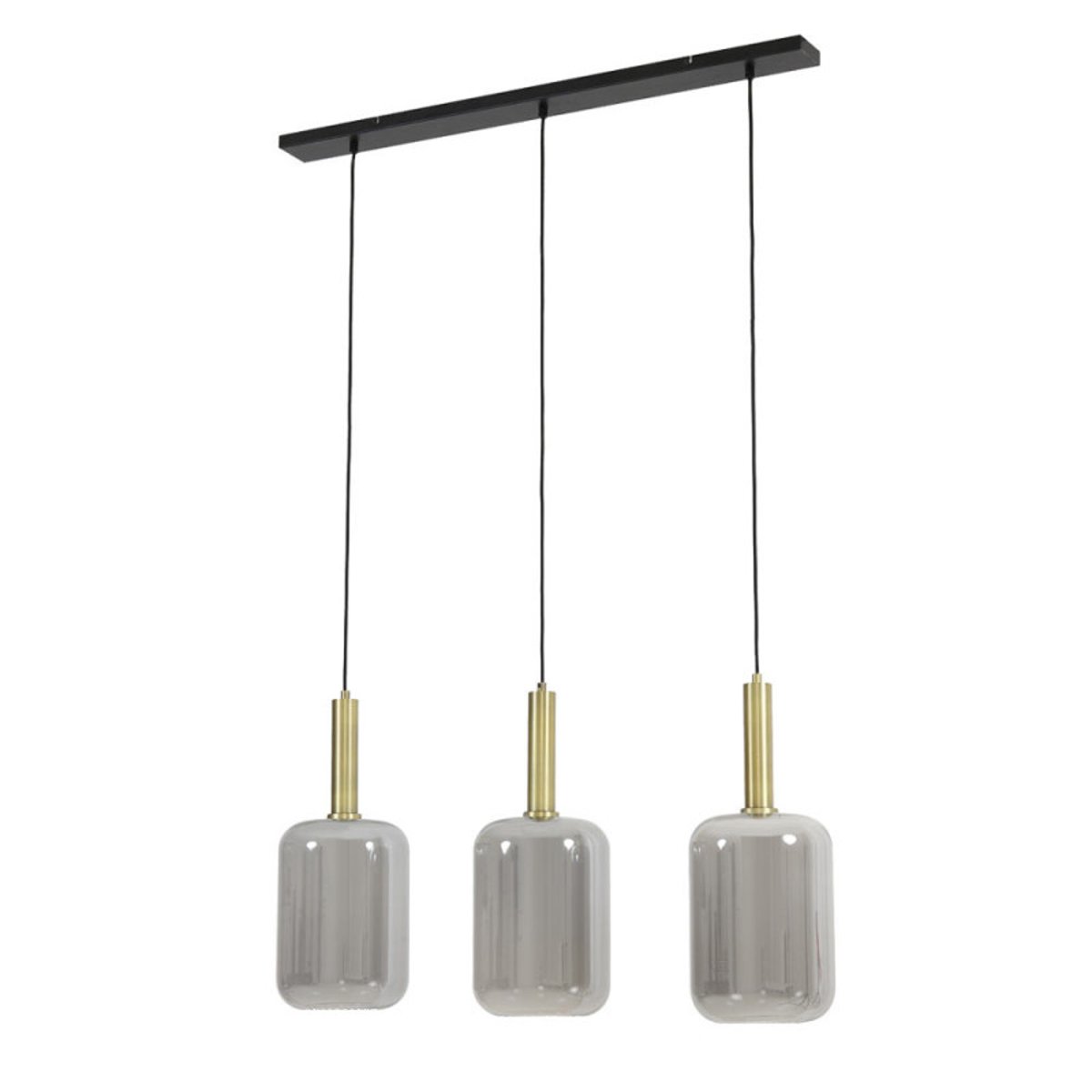 Suspension 3 Lampes Lekar En Verre chromé laiton, MILLUMINE