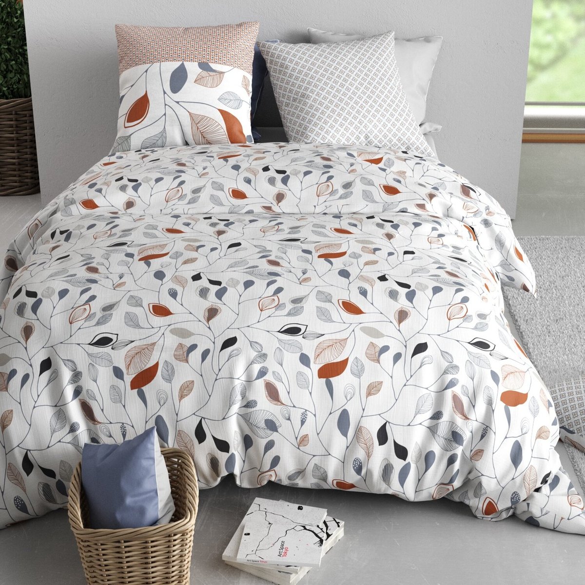 Parure housse de couette imprimée avec taie(s) en coton, FlOLIa multicolore, ATELIER DU COTON