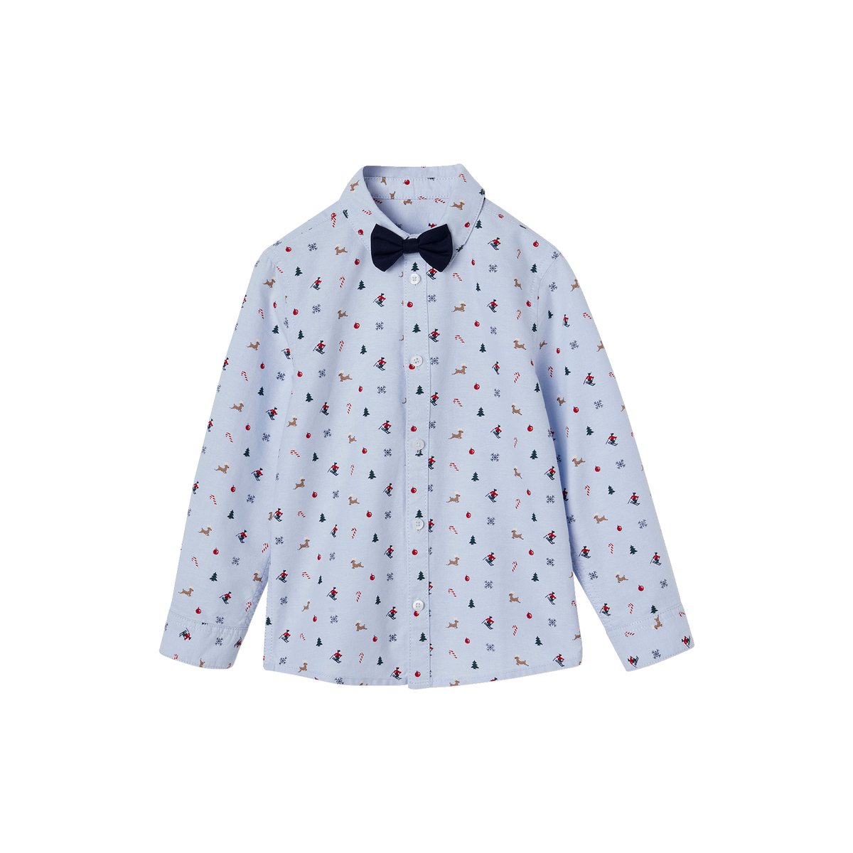 Chemise Coffret Noeud Garçon NOEL bleu chambray, VERTBAUDET