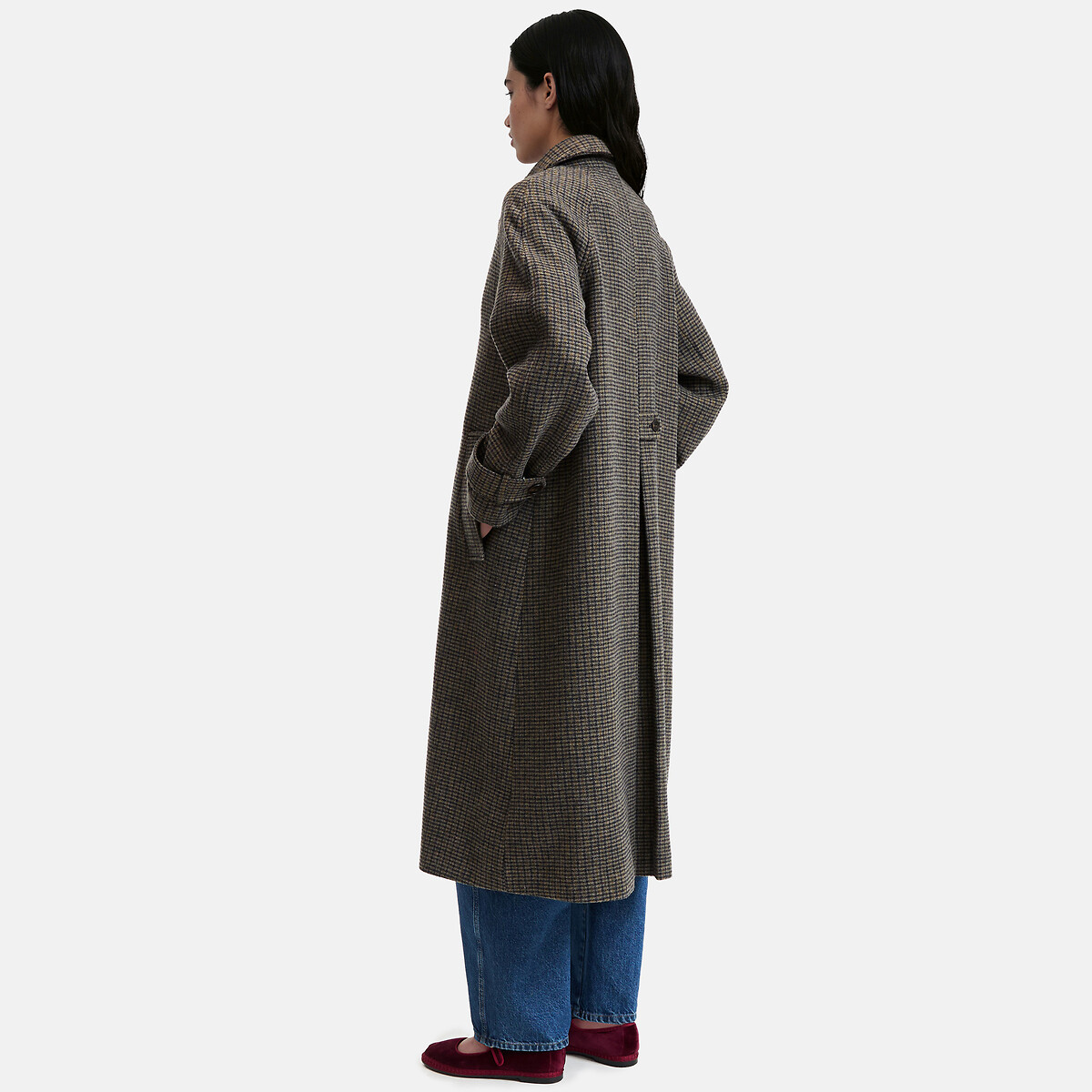 Casaco xadrez, em tecido de lã, Signature MELCHIOR quadrados pretos, LA REDOUTE COLLECTIONS
