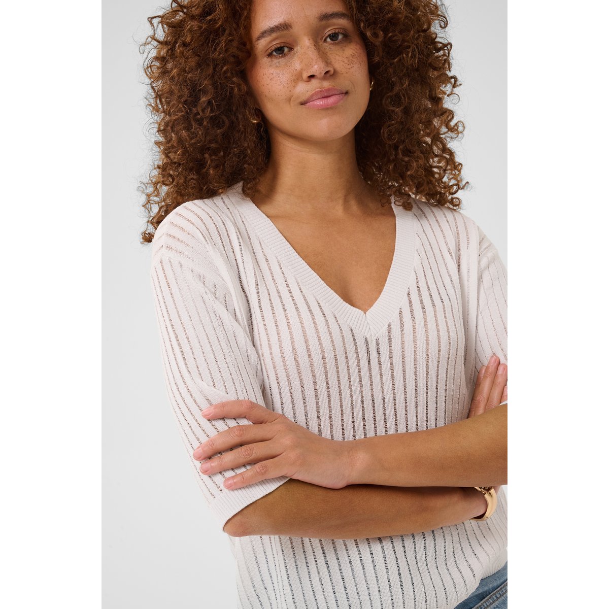 Pullover tricoté blanc, KAFFE