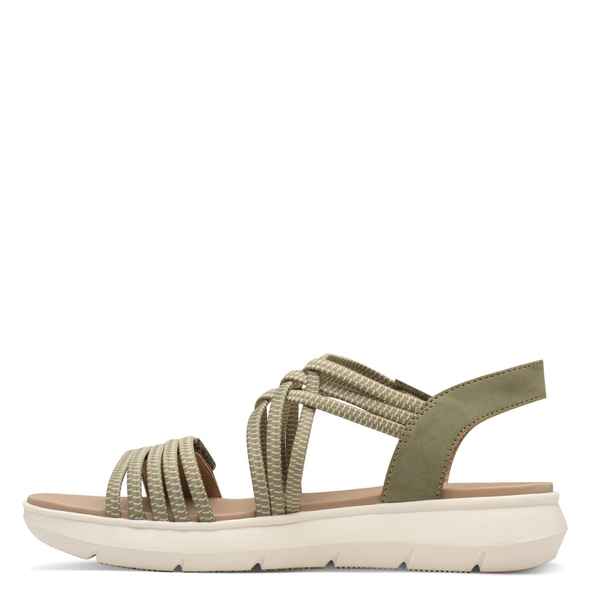Coshy Sorgenfrei – Die Hallux-freundliche Sandale plate vert kaki, JANA