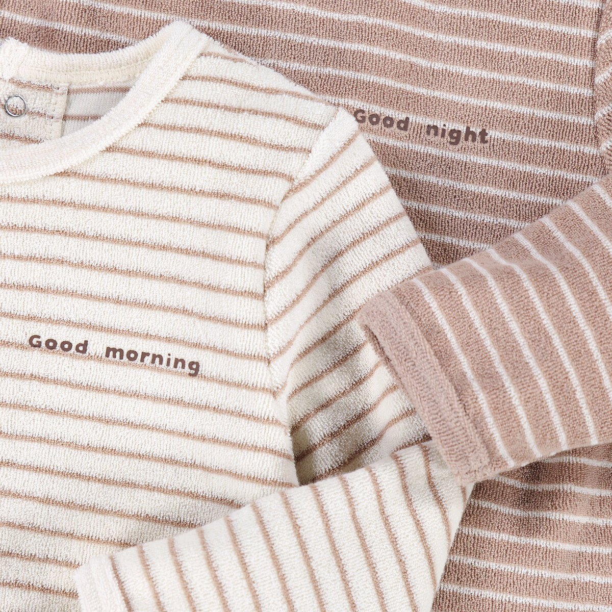 Lot de 2 pyjamas rayés en éponge assortis, LA REDOUTE COLLECTIONS