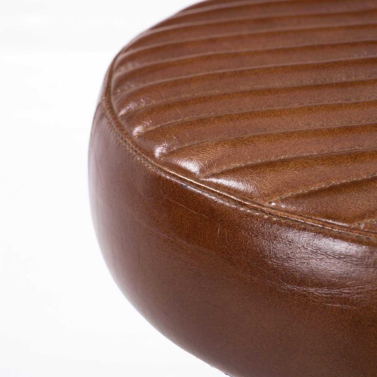 Tabouret pour îlot central 65 cm en cuir de buffle - LUCIEN marron foncé, MAISON PAVANE