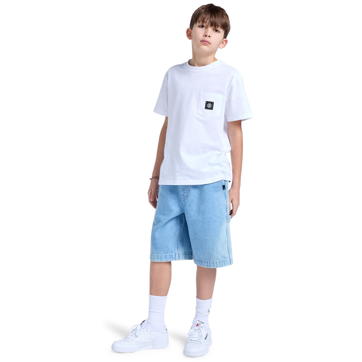 Short en denim CARPENTER 18.5" blanc bleach, ELEMENT