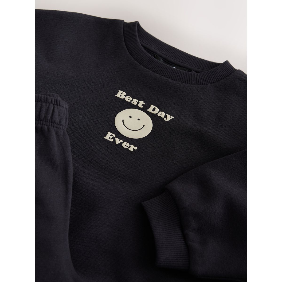 Ensemble jogging ras du cou semi uni noir, NEXT