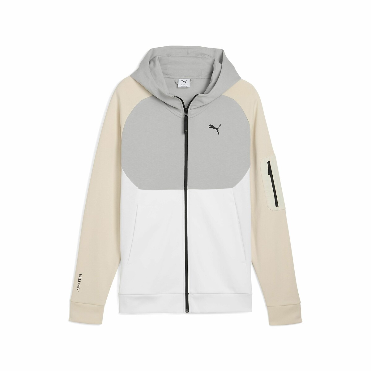 Sweat zippé à capuche colorblock Pumatech beige/gris, PUMA
