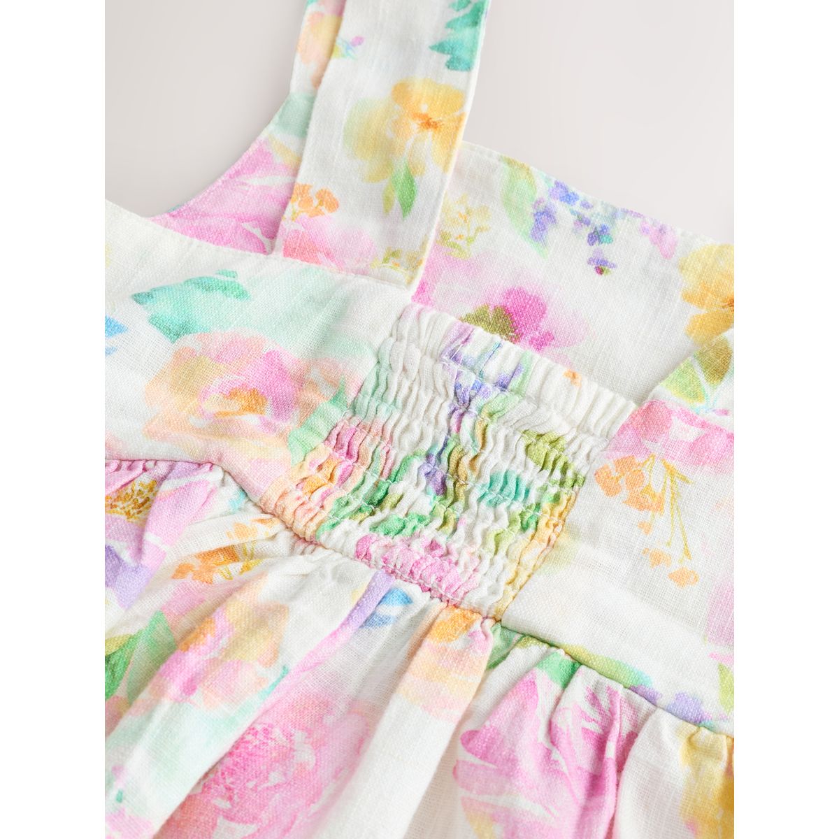 Robe d’été en lin imprimé fleuri blanc, NEXT