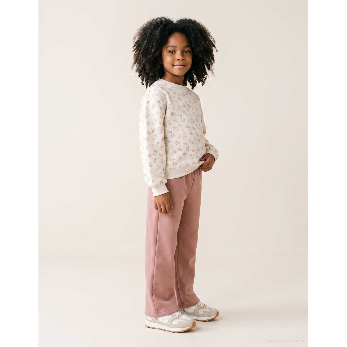 Ensemble de jogging en coton peigné avec imprimé floral blanc, ZIPPY