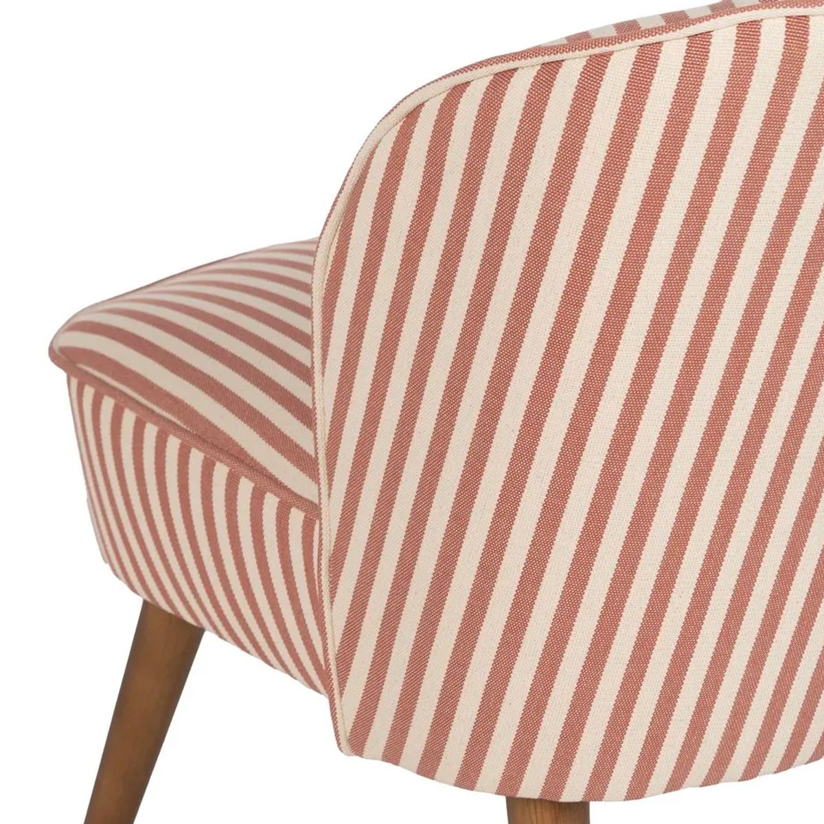 Fauteuil crapaud beige rayures terracotta 54x64x73cm marron, WADIGA