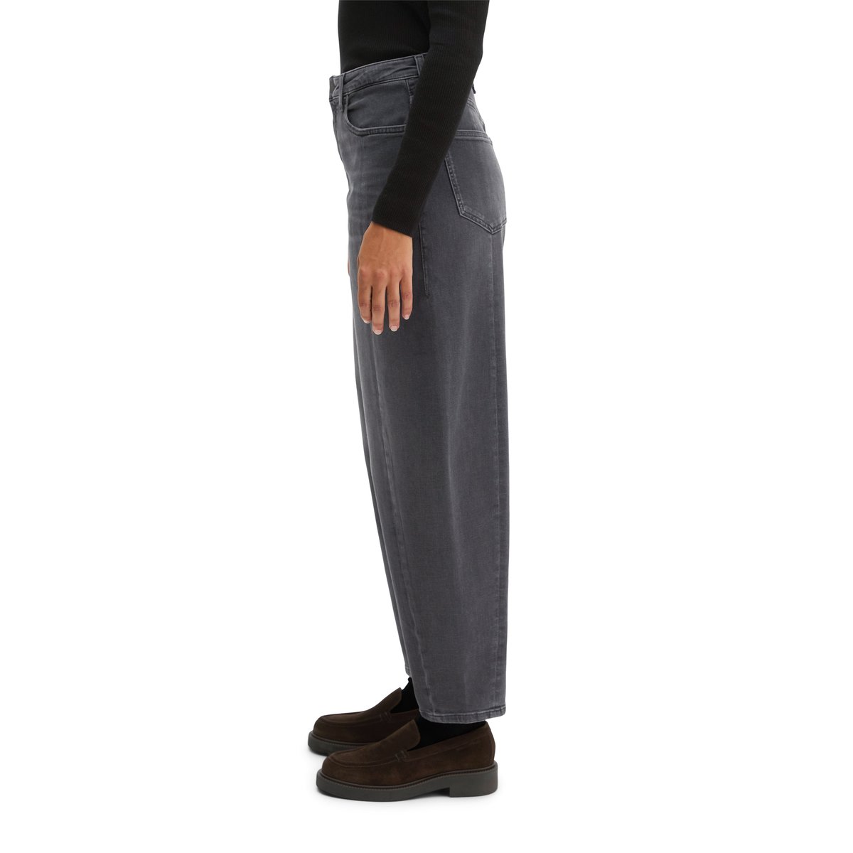 Jeans modèle Lara Barrel en mélange de coton biologique gris, MARC O'POLO