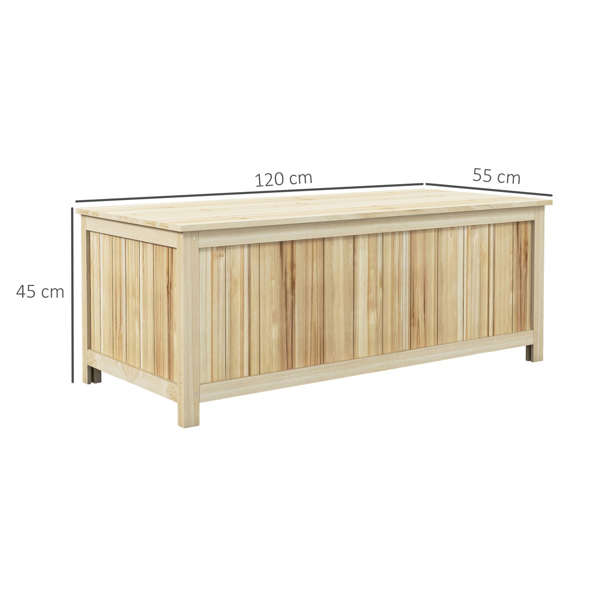 Coffre de rangement d'extérieur Bois de sapin beige, OUTSUNNY