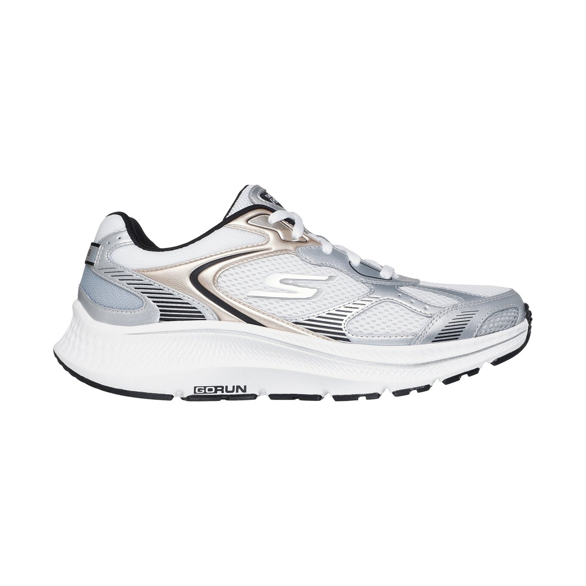 Basket Cuir Go Run Consistent 2.0 Volt blanc-argent-noir, SKECHERS