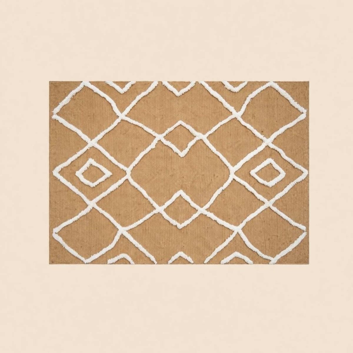 Tapis en jute tufté motifs géométriques 120x170cm naturel, ORNAMI