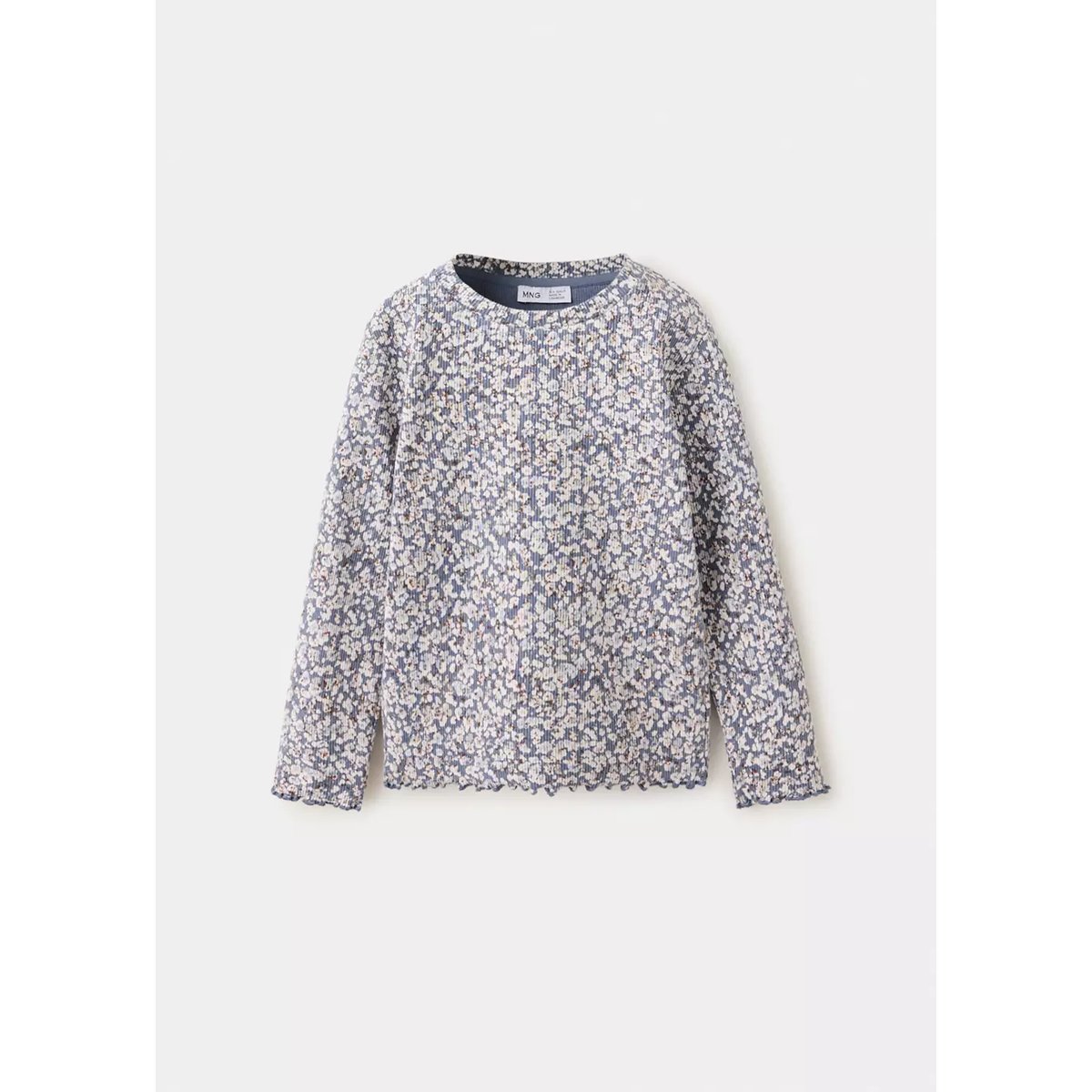 T-shirt côtelé fleurs bleu, MANGO BABY