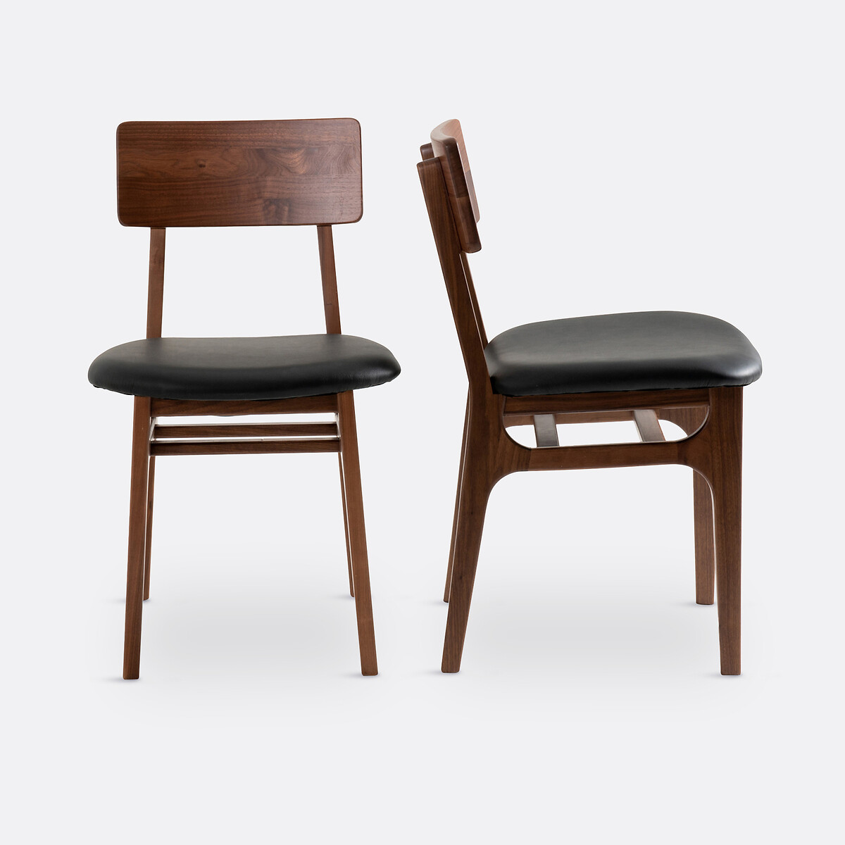Lot de 2 chaises noyer et cuir, Larsen noyer, LA REDOUTE INTERIEURS