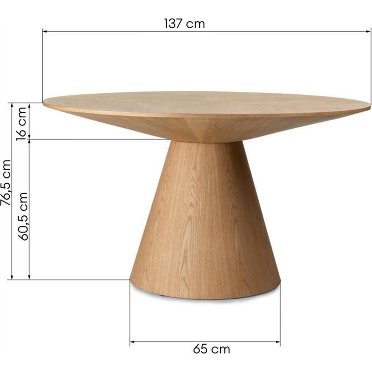 Table à manger ronde en chêne KORELLA chêne naturel, RECOLLECTION