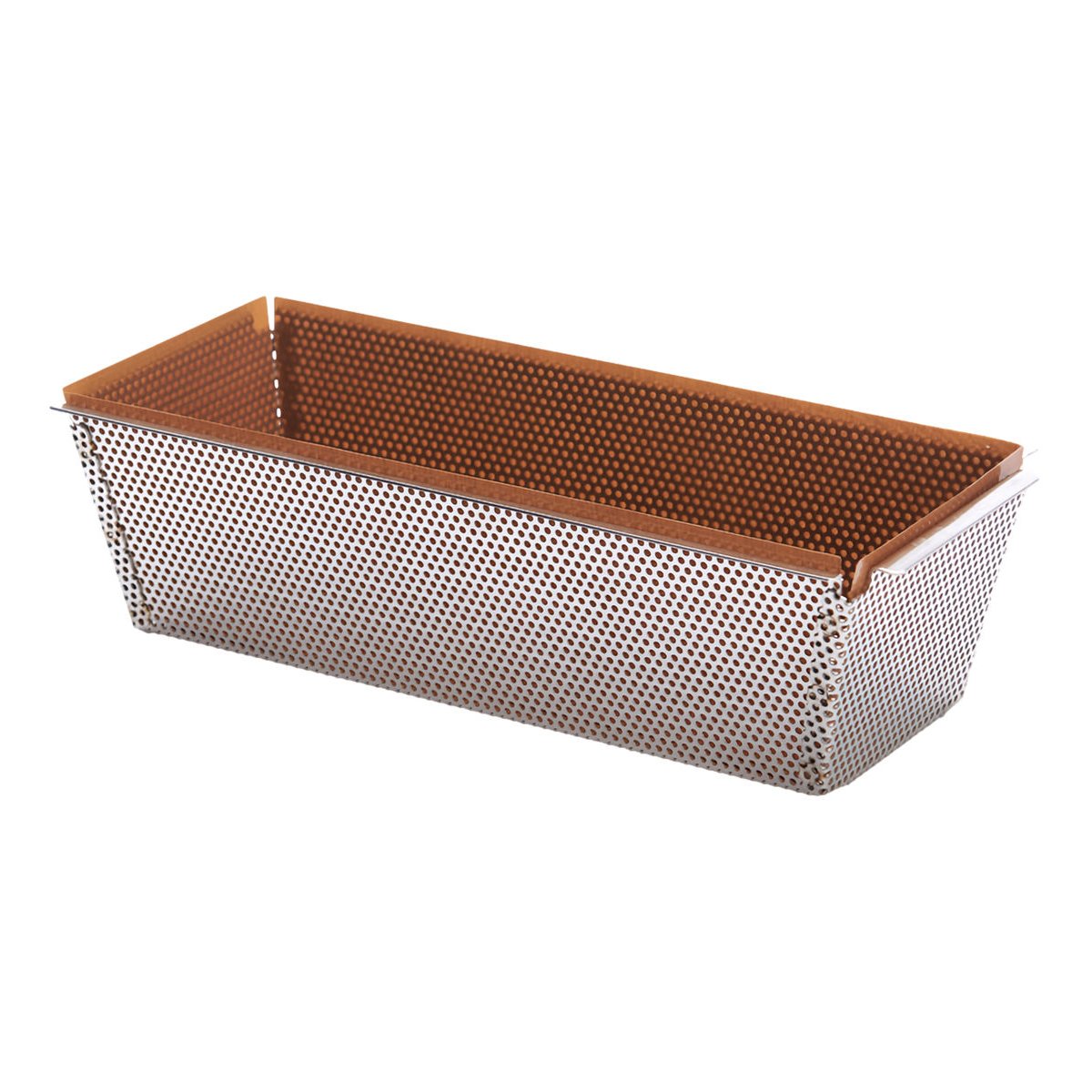 Moule à cake rectangulaire perforé - fond amovible gris, DE BUYER