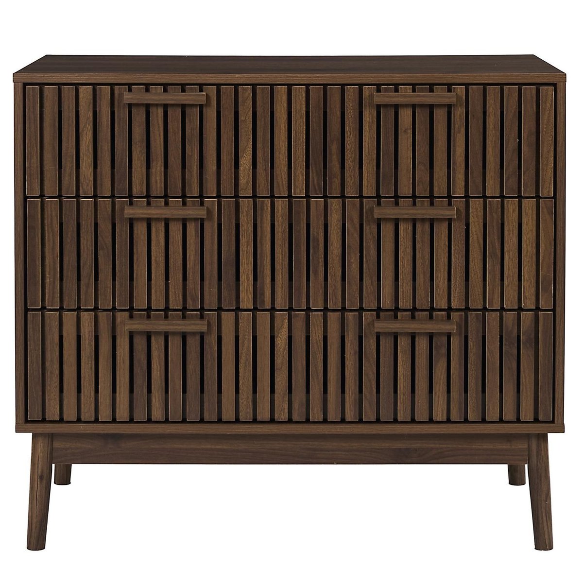 Commode 3 tiroirs effet bois foncé SAULK marron, THE HOME DECO FACTORY