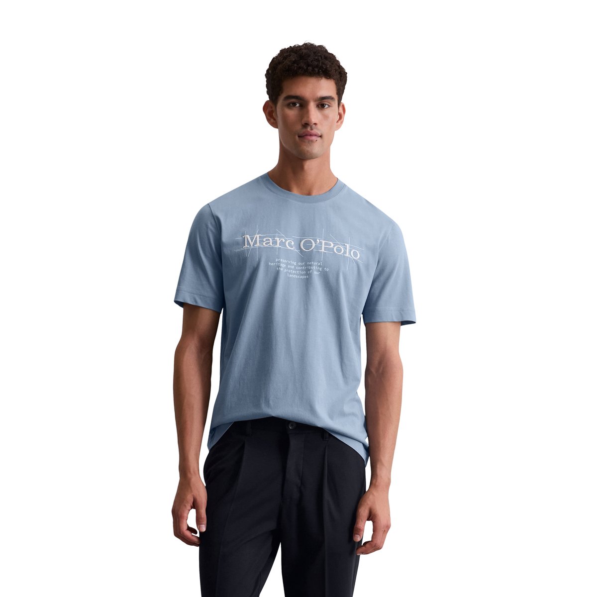 T-shirt regular en pur coton bio bleu moyen, MARC O'POLO