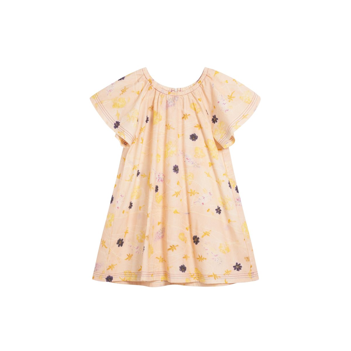 Robe à manches courtes à fleurs beige, DESIGUAL