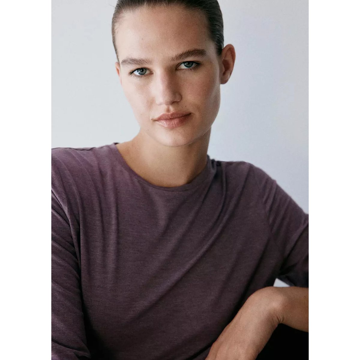 T-shirt pyjama manches longues violet, MANGO