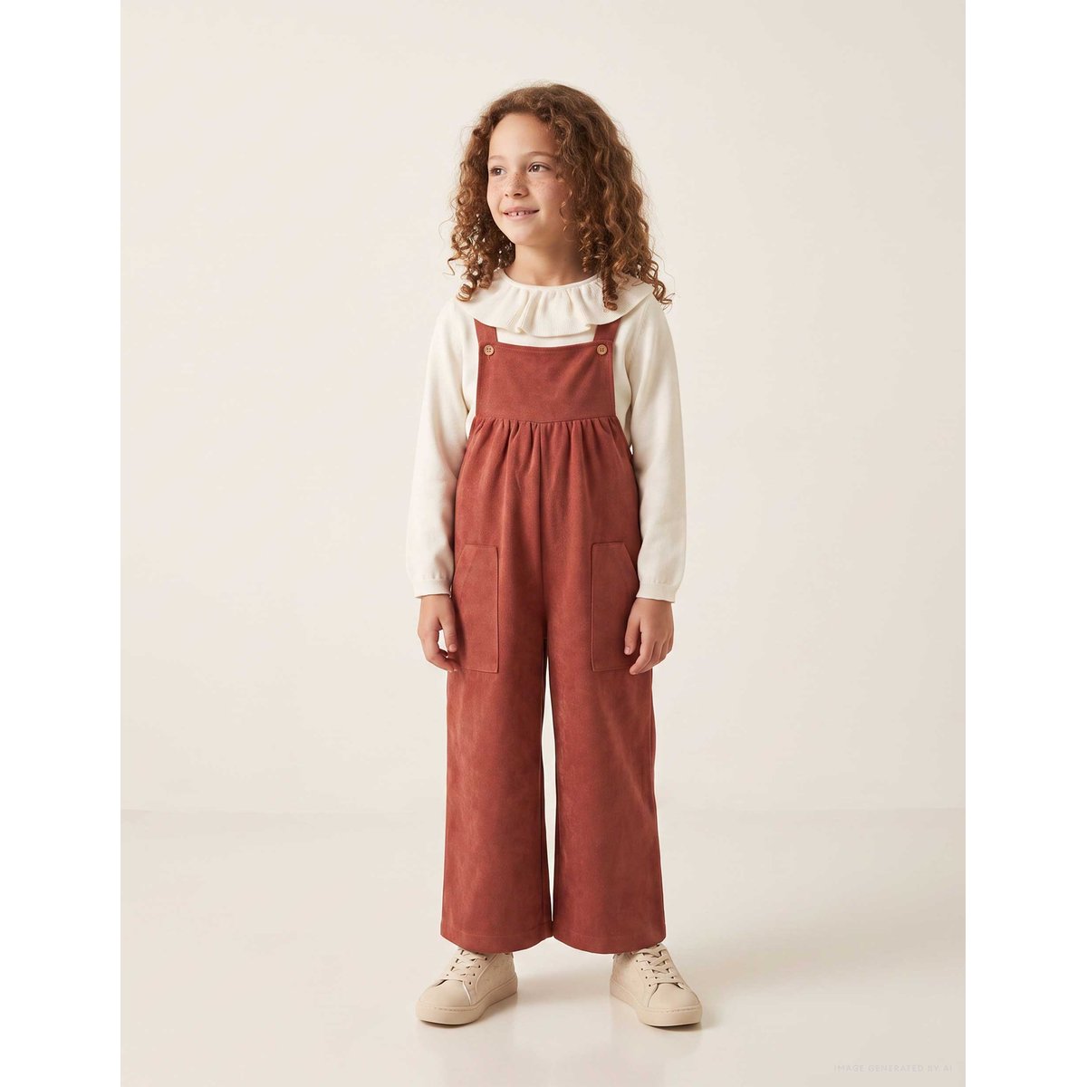 Salopette à jambe large en maille interlock avec poches marrón, ZIPPY