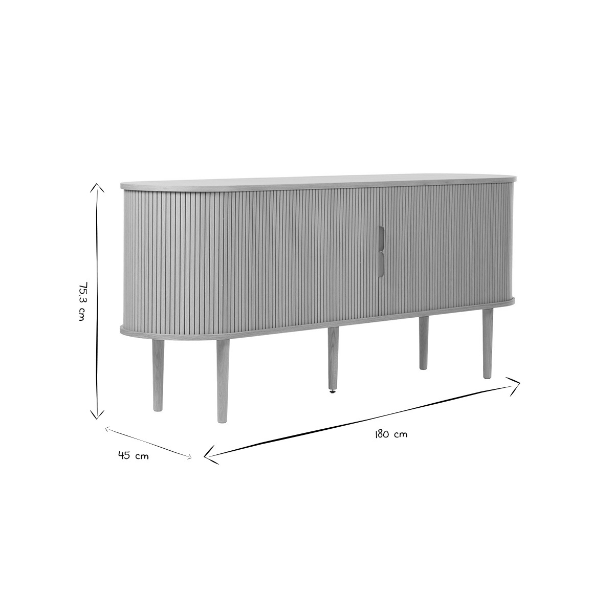 Buffet vintage bois clair chêne avec rangements 2 portes coulissantes L180 cm EPIC chêne clair, MILIBOO