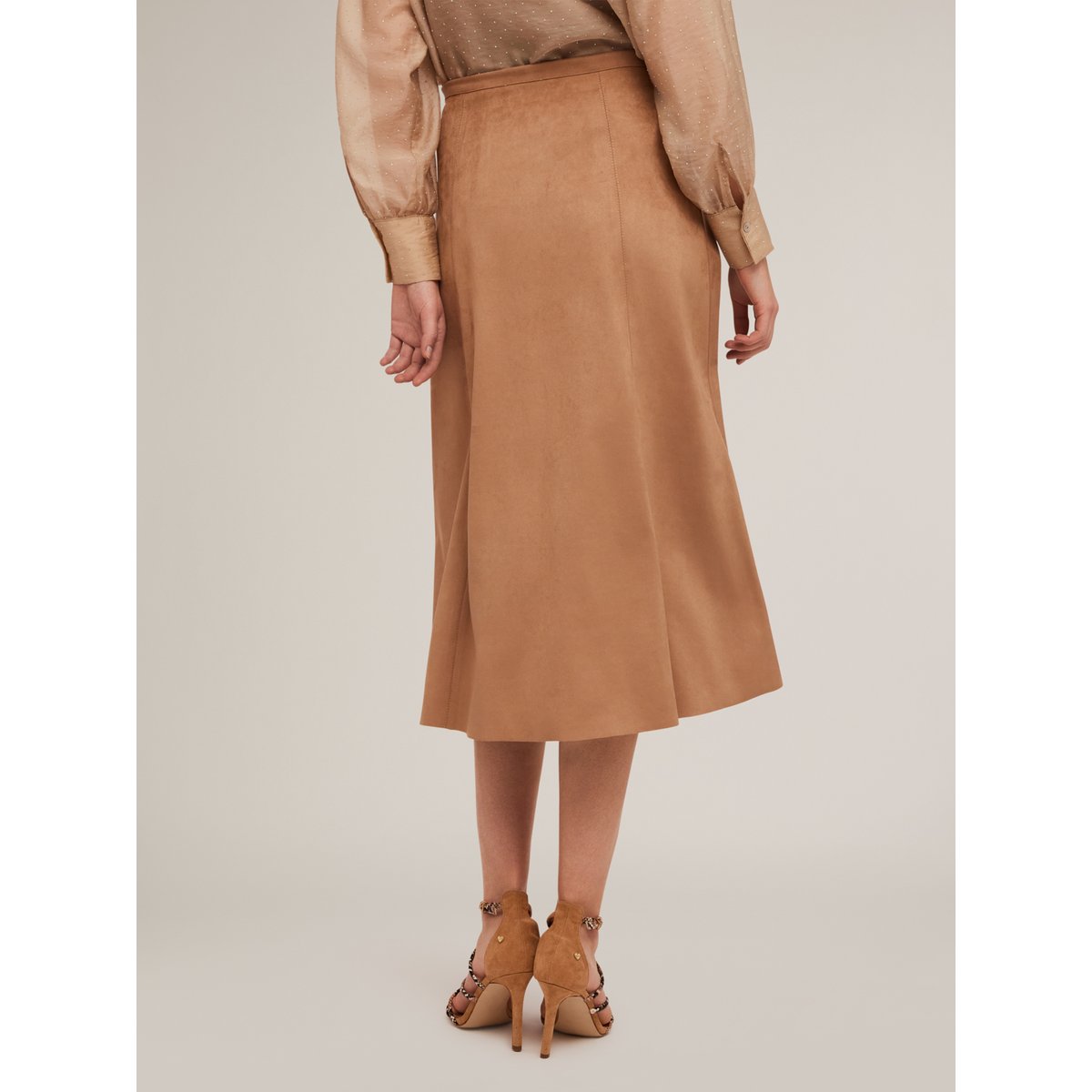 Jupe midi effet suède beige, MOTIVI