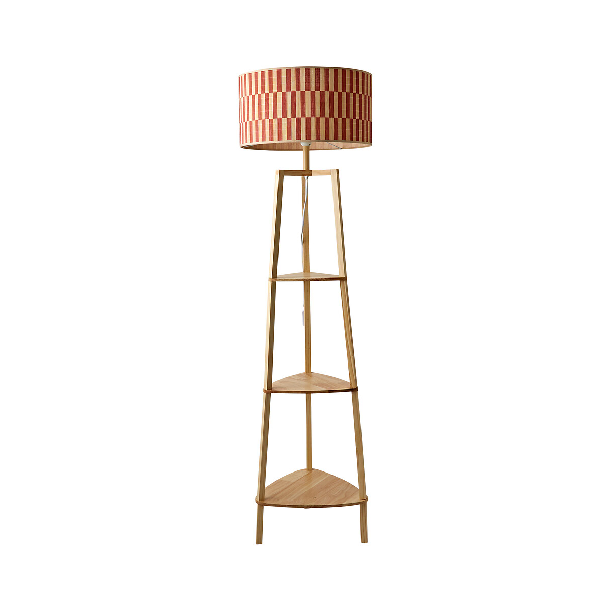 Hollis 3-Tier Shelf Tripod Floor Lamp with Orange Bamboo Shade orange, SO'HOME