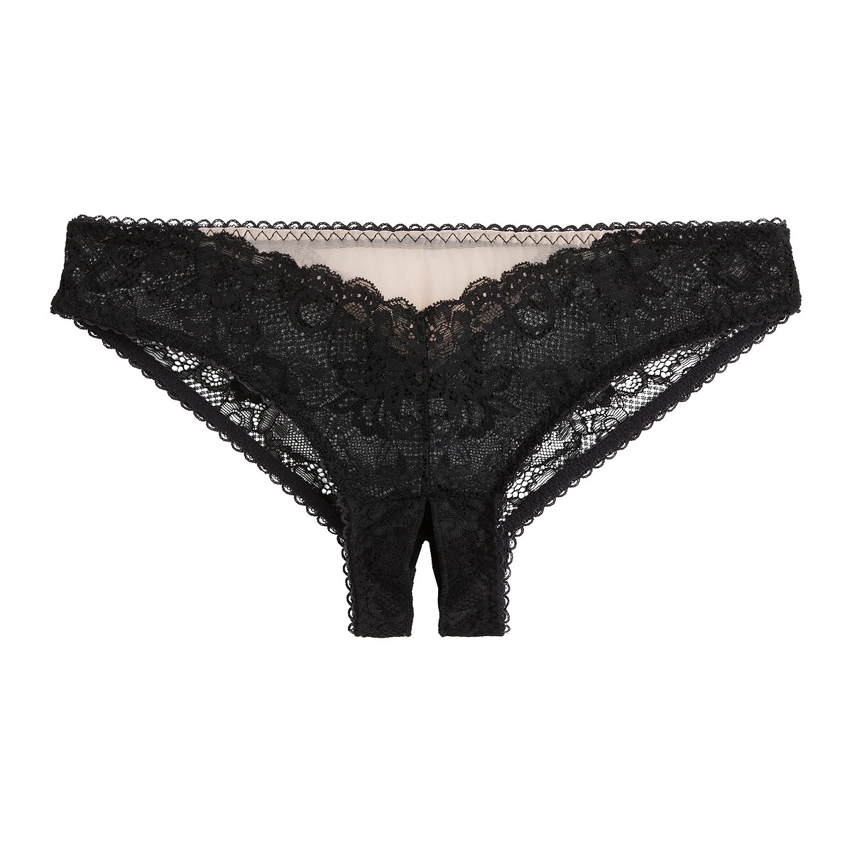 Tanga fendu en dentelle noir, SUITE PRIVEE