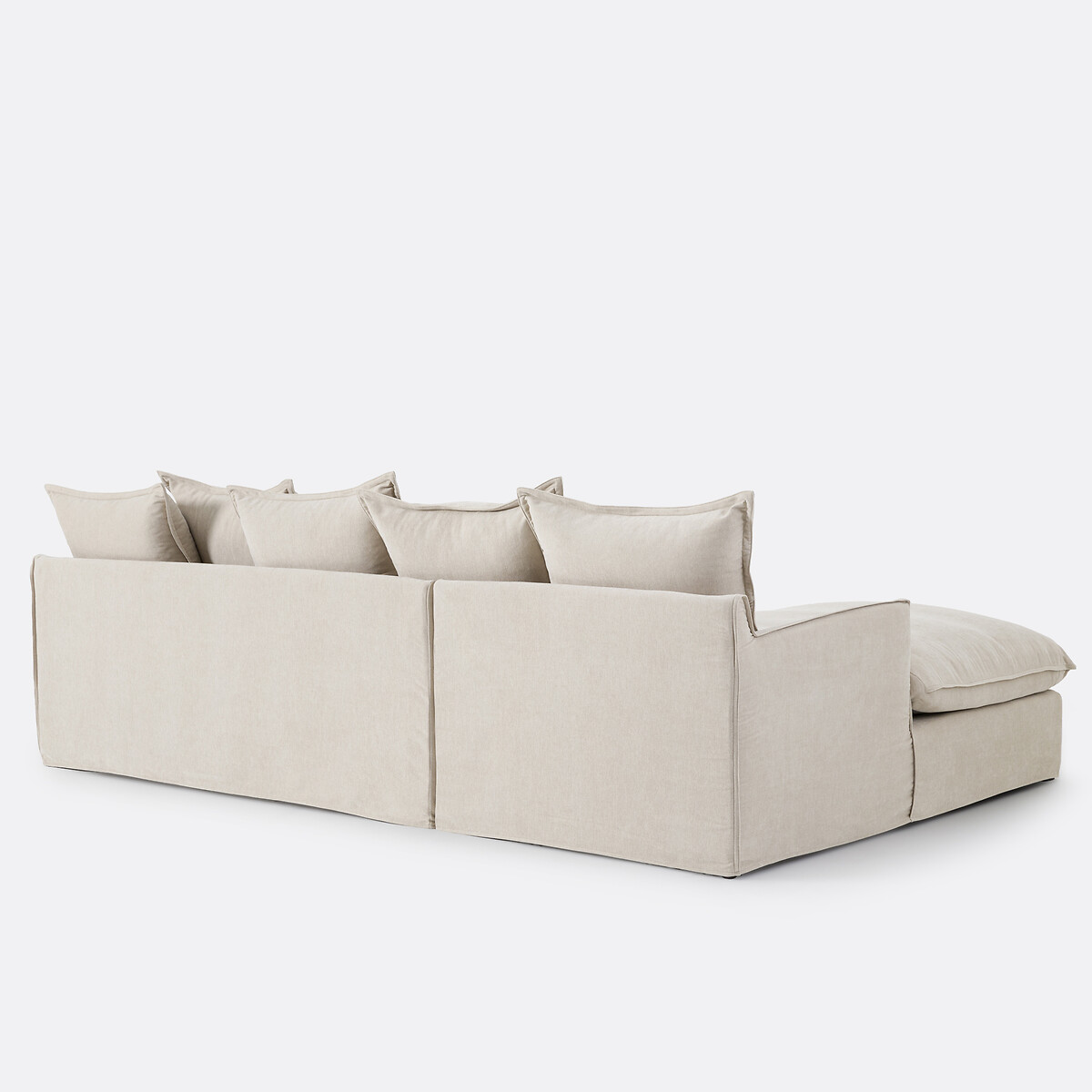 Canapé d'angle gauche, déhoussable, 4 places, en polyester chiné, ODNA beige, LA REDOUTE INTERIEURS