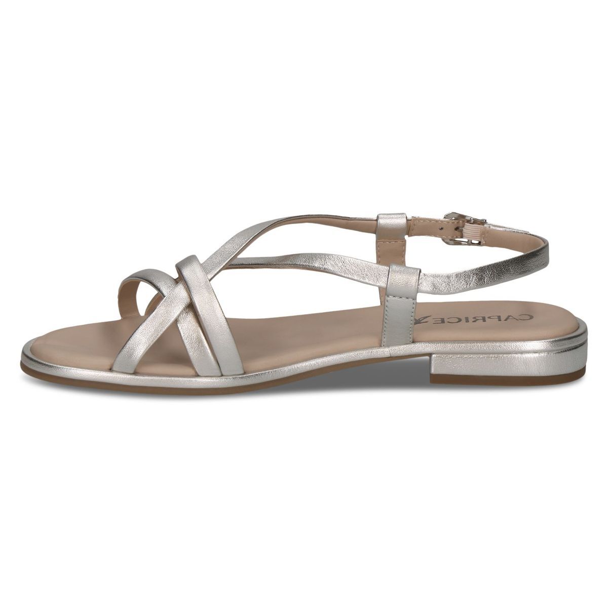 Sandale en cuir argent combiné, CAPRICE