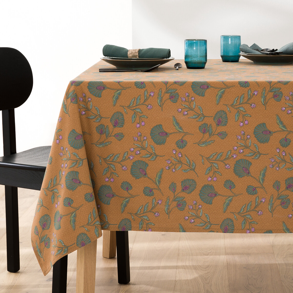 Mantel estampado de algodón lavado, Damrey caramelo estampado, LA REDOUTE INTERIEURS