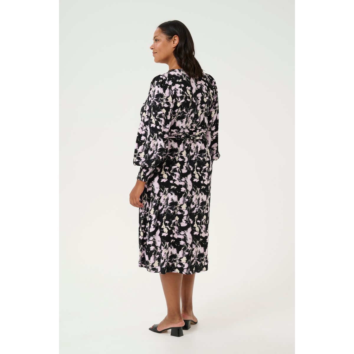 Dress noir/rose graphic strokes, KAFFE CURVE