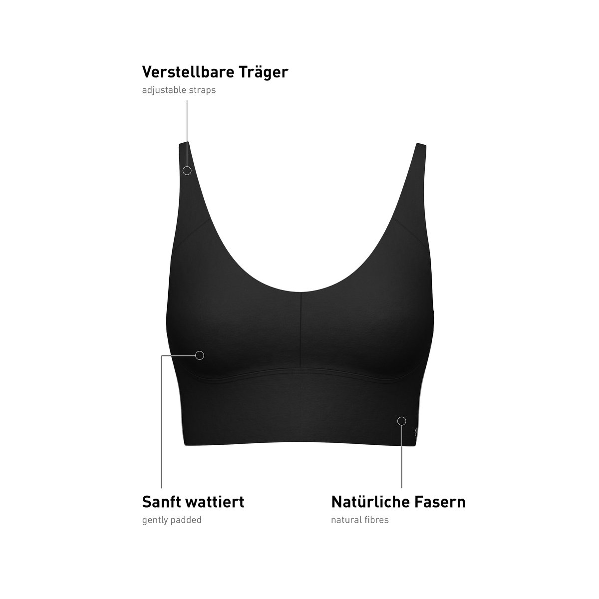 Bustier à bretelles réglables Modal NATURAL SKIN noir, CALIDA