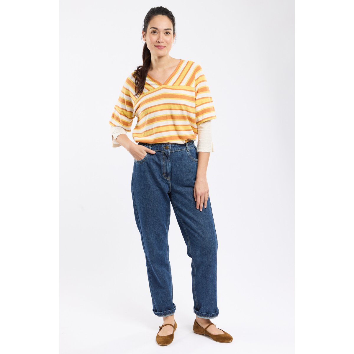 La marinière oversized NOLWENN FALIGOT nature/rusty/genet, ARMOR-LUX
