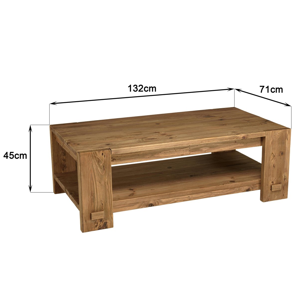 Table basse rectangulaire 2 plateaux bois recyclé DENVER bois naturel, PIER IMPORT